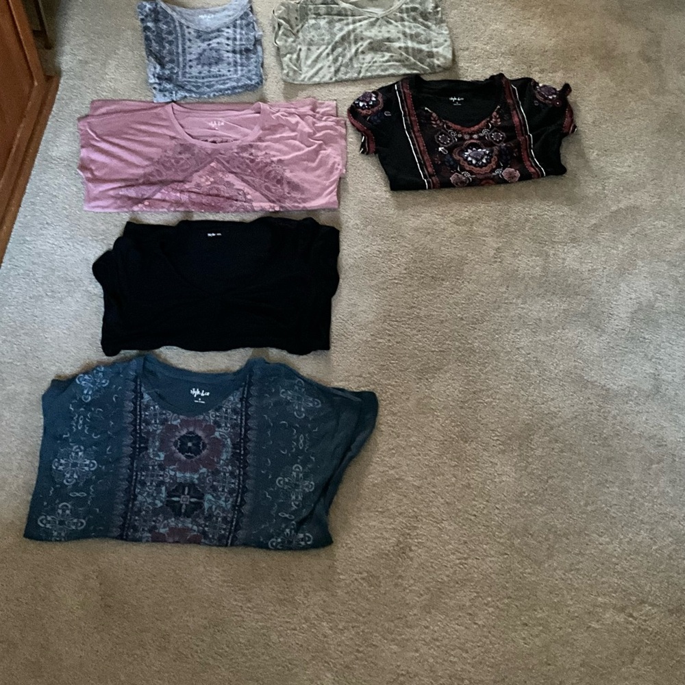 Style & Co. Women's Short Sleeve Tops - Black, Pink, Blue, Green